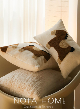 马年可爱卡通抱枕北欧风枕套样板间飘窗靠垫客厅沙发方枕车载腰枕