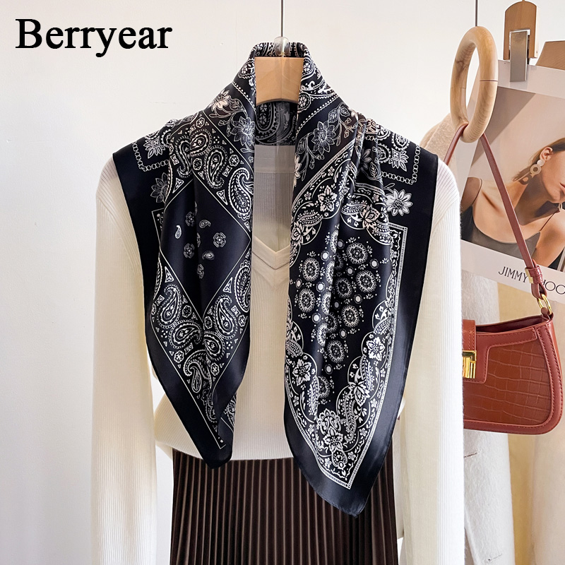 黑色真丝小方巾丝巾女100%桑蚕丝