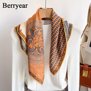 真丝羊毛围巾小方巾丝巾女2025新款 秋冬百搭系脖高级感丝毛领巾