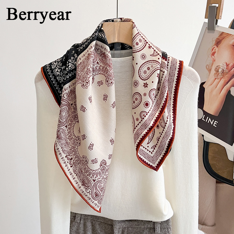 老钱风真丝羊毛围巾丝巾女小方巾