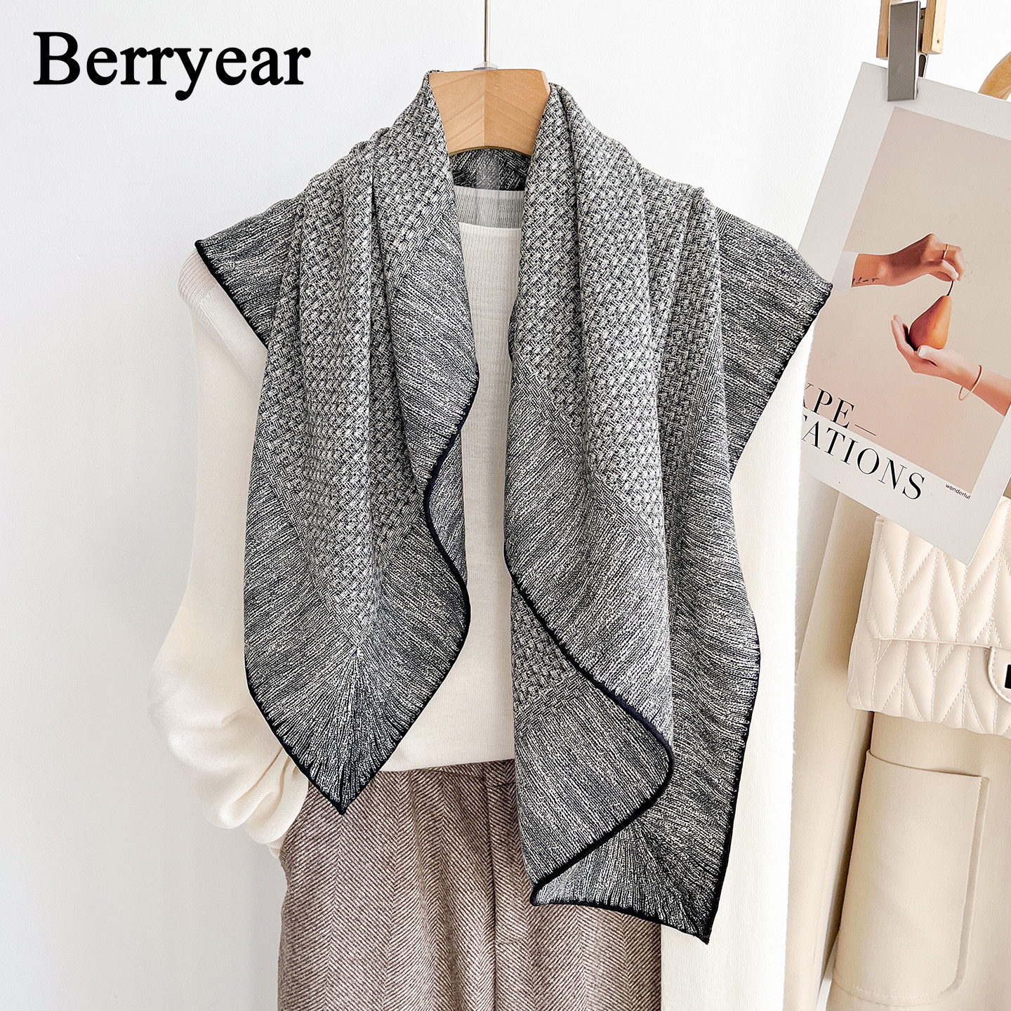 真丝羊毛丝巾方巾围巾披肩女外搭