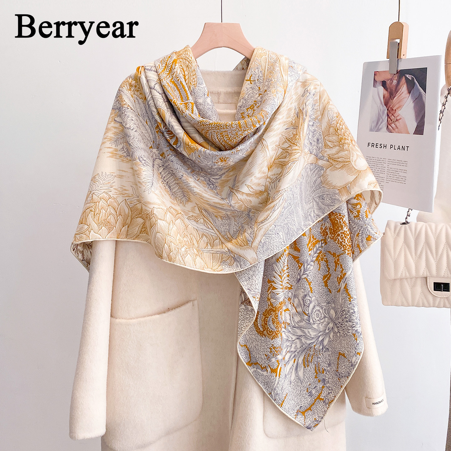 真丝羊毛围巾大方巾丝巾披肩两用