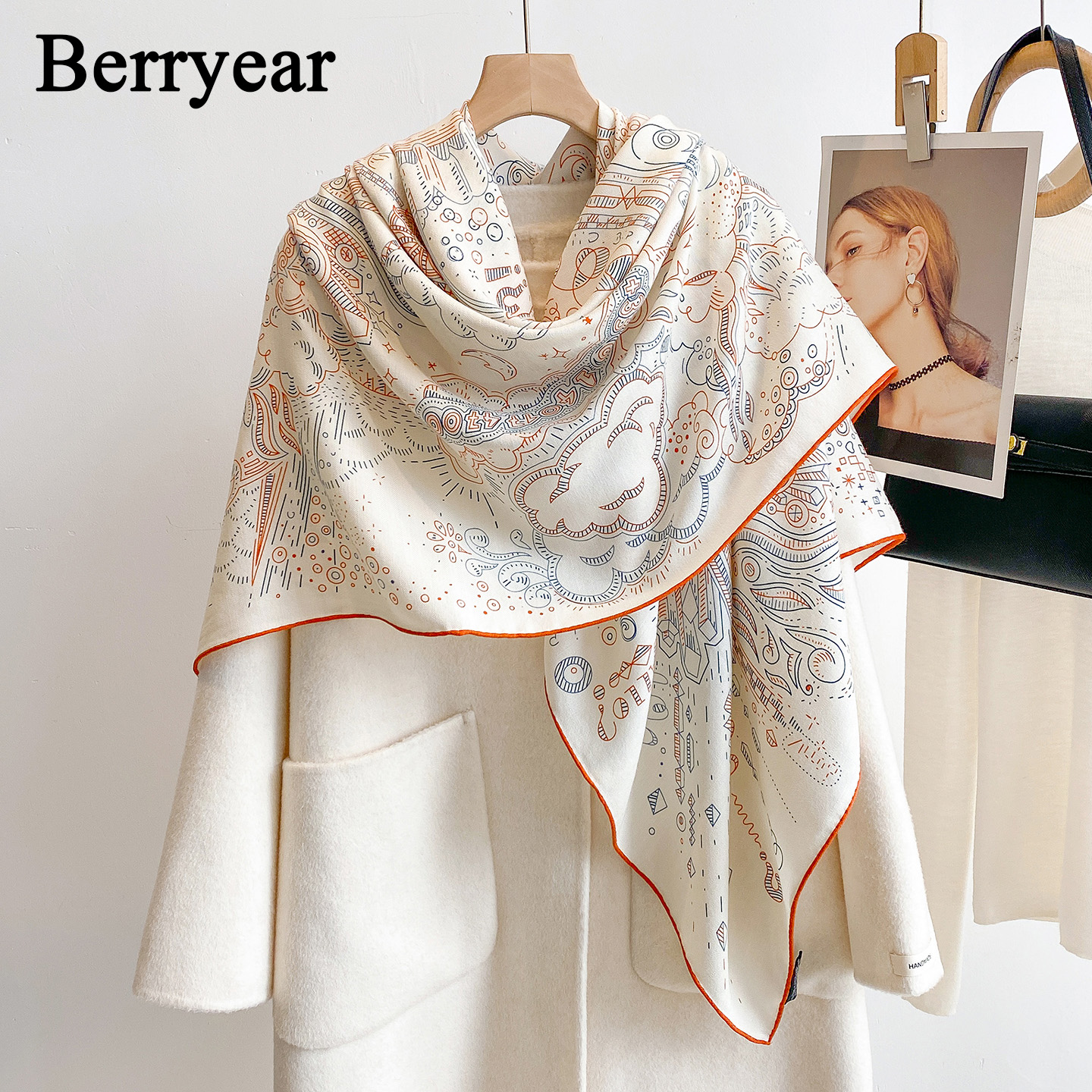 真丝羊毛围巾丝巾披肩女外搭方巾