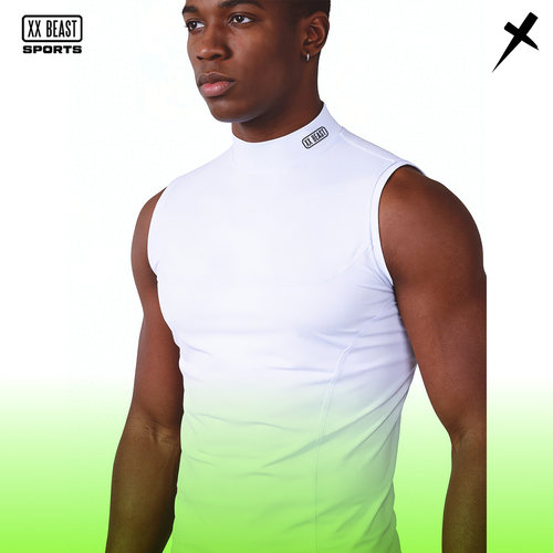 男士半高领速干弹力健身背心