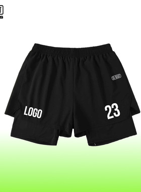 XX BEAST橄榄球短裤男双层设计运动裤黑色无口袋带内衬速干短裤