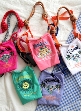 loan mini款刺绣环保布袋女ball chain 迷你刺绣尼龙布袋手提小包