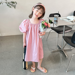 韩国女童纯棉童装连衣裙2022夏季新款薄款公主裙宝宝女孩夏装裙子