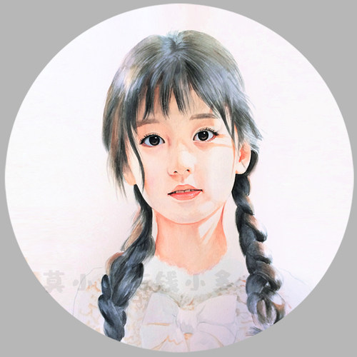 专业纯手绘水彩写实画像
