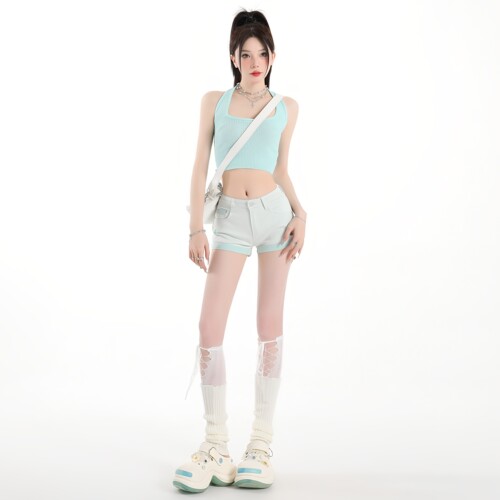夏季美式低腰辣妹牛仔热裤