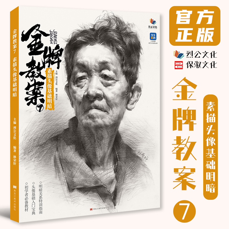 金牌教案7素描头像基础明暗 2025烈公文化林荣轩人物头像基础五官结构明暗肖像半身像照片对画技法校联考题国美术绘画册教学材书