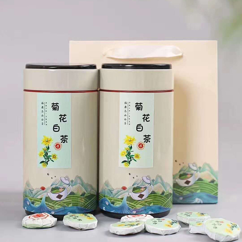 2023年新品菊花白茶小圆饼寿眉小茶饼一粒一泡散装罐装小沱茶1698-封面