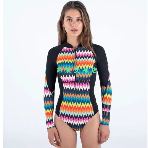 推荐Hurley2mm潜水服冲浪湿衣防寒服半身防磨长袖防晒春女wetsuit