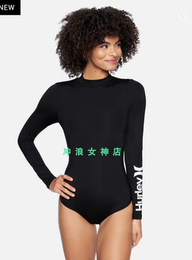 Hurley冲浪长袖半身连体防晒衣泳衣水母衣黑色显SURF SWIMSUI女款