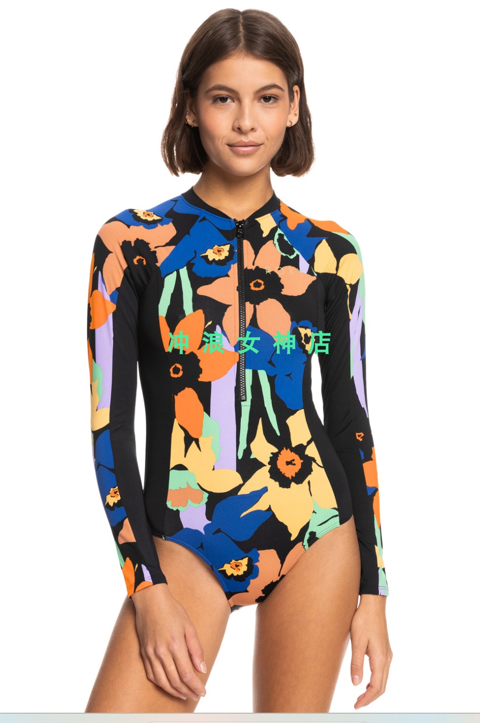 现货Roxy冲浪防晒衣泳衣潜水服连体长袖半身夏季女 surf Swimsuit