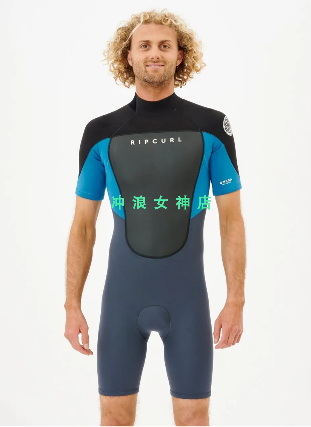 RIP CURL 2mm短袖冲浪防寒服湿衣潜水服半身连体背后拉链款保暖男