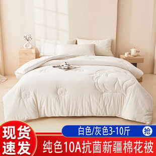 君爱家纺棉花被简语简约新疆抗菌10A纯色被芯3-10斤现货四季通用