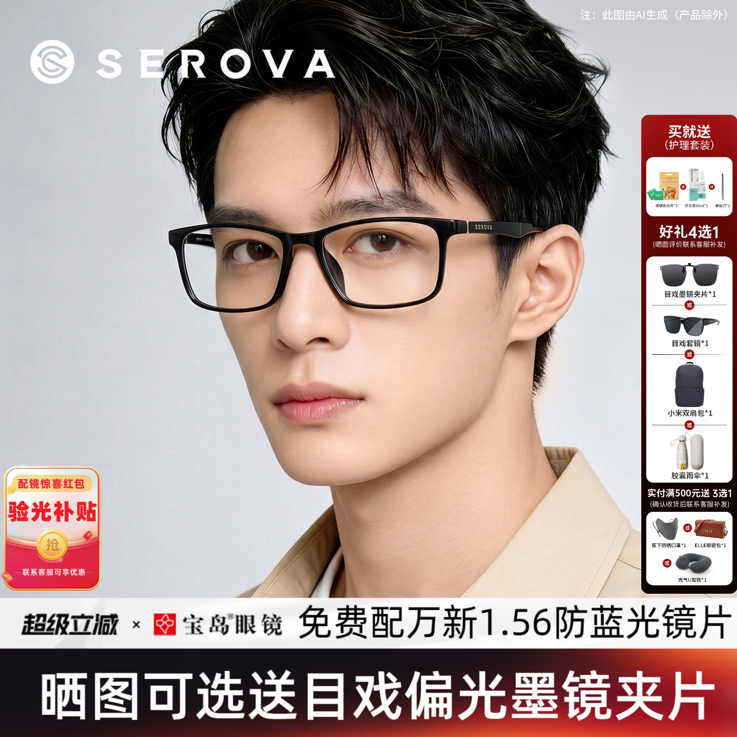 施洛华眼镜框男士商务休闲经典黑框方框眼镜架可配近视镜片SF683