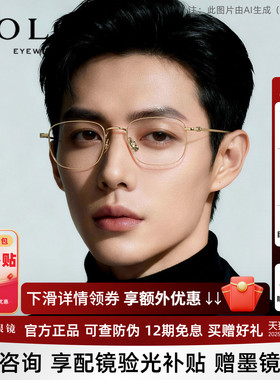 暴龙近视眼镜框女方框钛合金镜腿小框光学镜架男可配度数BT1616