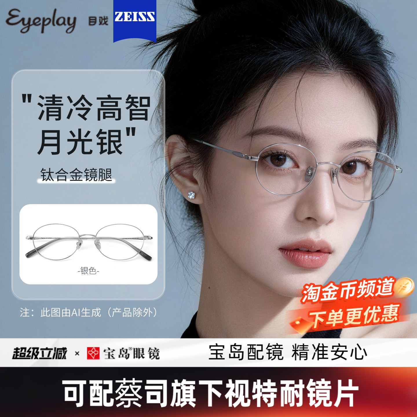目戏书呆子近视眼镜可配防蓝光图片