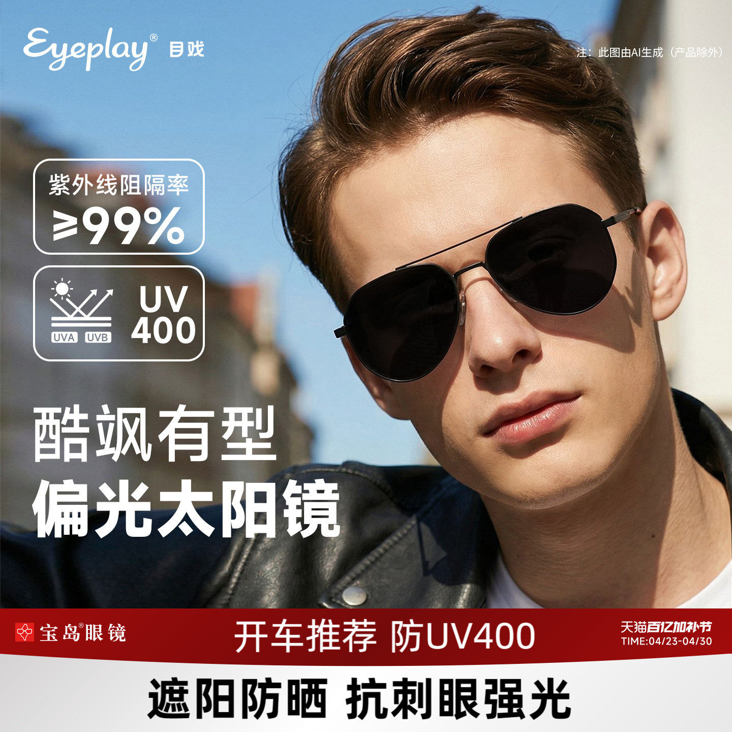 目戏墨镜男款偏光蛤蟆镜开车专用防紫外线眼镜飞行员太阳镜11001