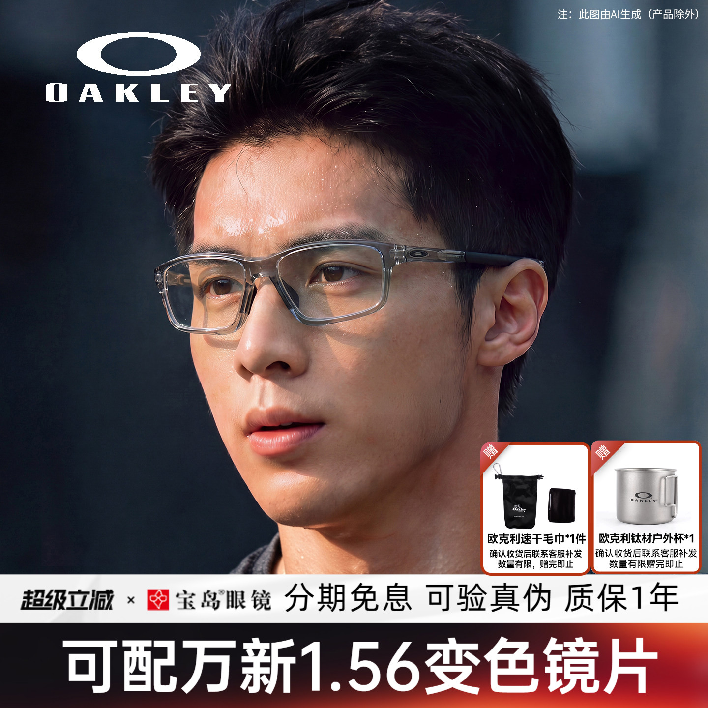 欧克利运动光学镜架可配变色镜片图片