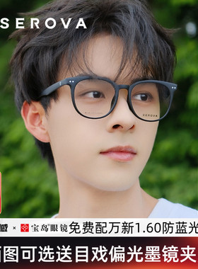 施洛华眼镜框大脸素颜黑框眼镜架男女大框可配防蓝光近视宝岛1028