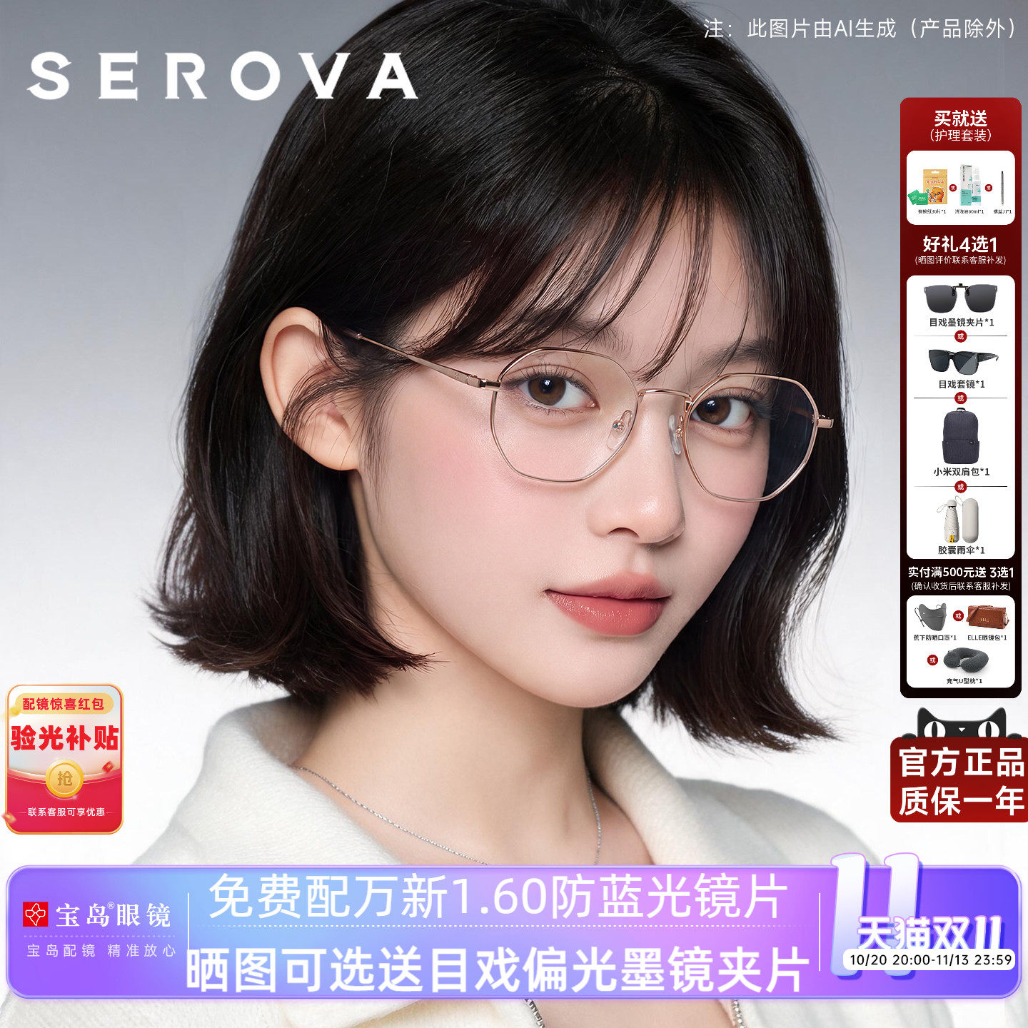 施洛华眼镜框钛合金镜架男女素颜可配度数高度近视防蓝光宝岛720