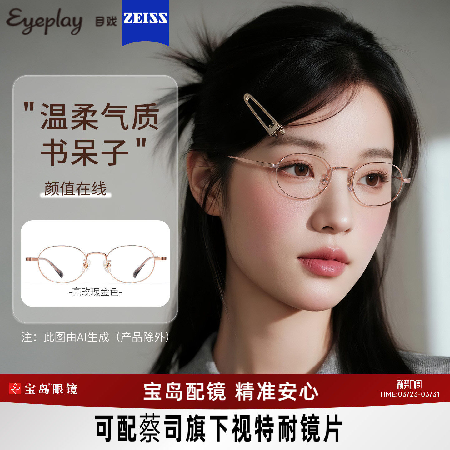 目戏近视眼镜女减龄小框镜架书呆子眼镜可选防蓝光可配度数21005