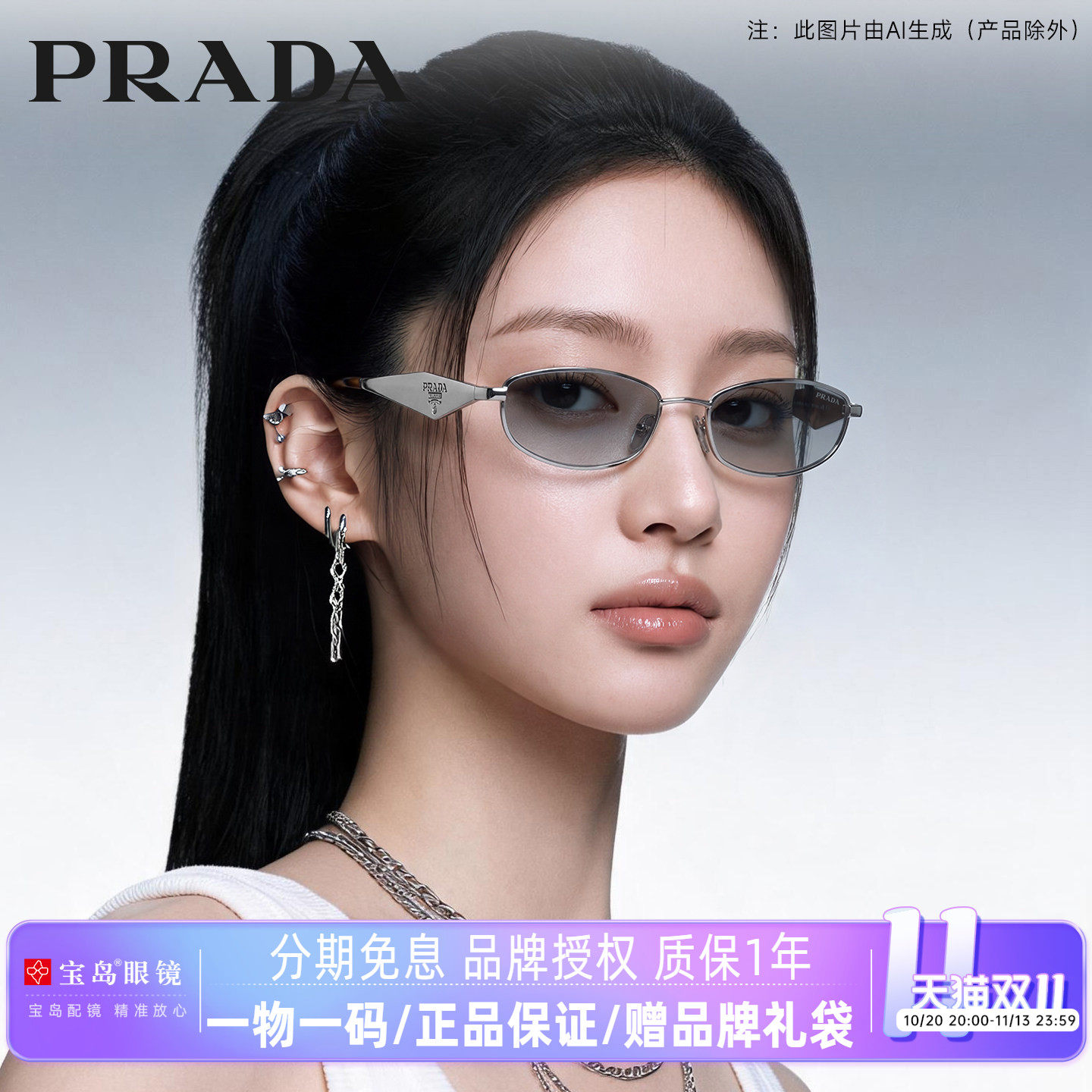 26年新款PRADA普拉达墨镜女士老钱风时尚潮流眼镜复古太阳镜D51S