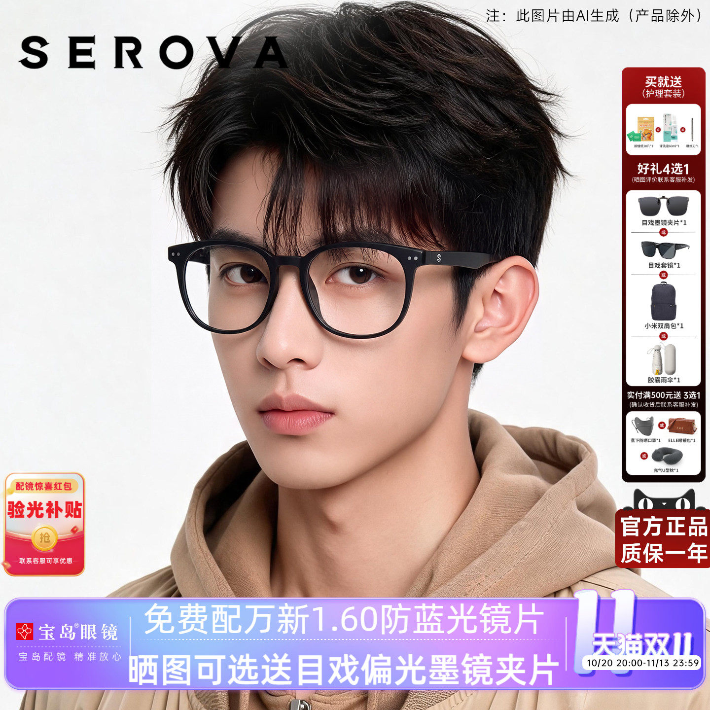 施洛华眼镜框大脸素颜黑框眼镜架男女大框可配防蓝光近视宝岛1028