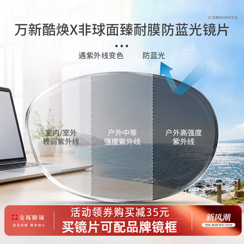 万新酷焕X变色镜片定制可选度数