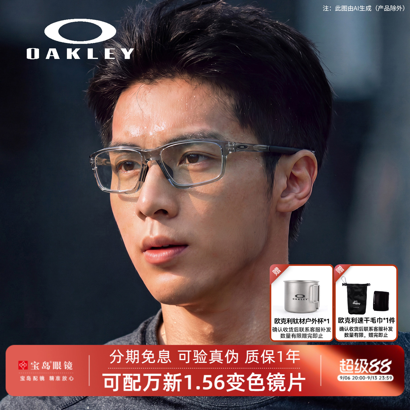 欧克利运动光学镜架可配变色镜片图片