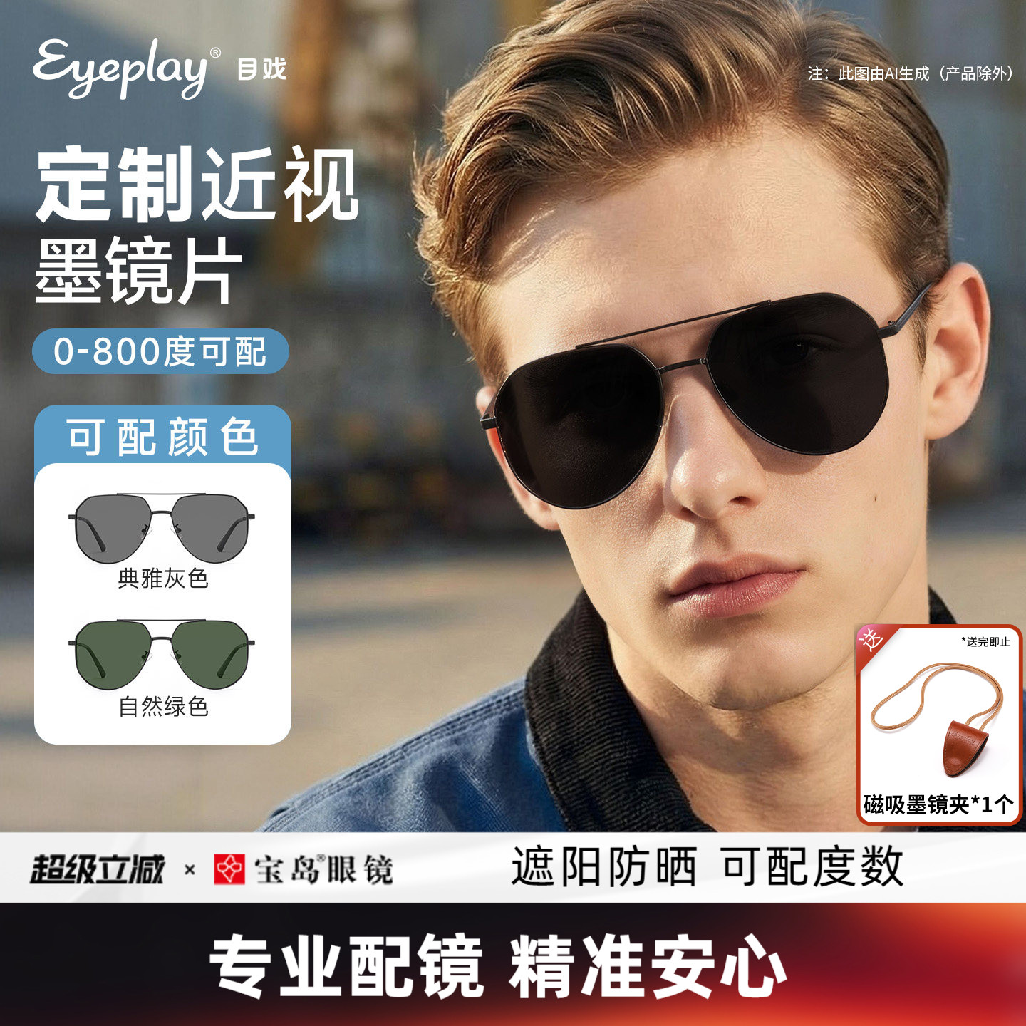 目戏近视墨镜男款可配带度数驾驶开车专用飞行员蛤蟆太阳眼镜男士