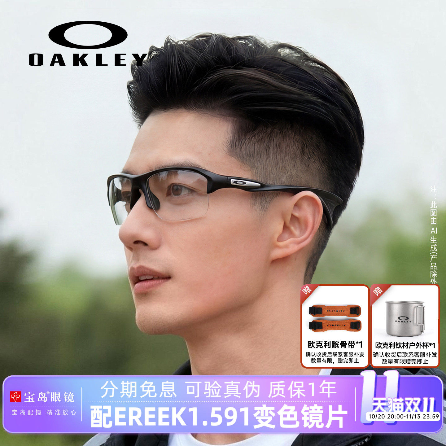Oakley欧克利眼镜架跑步男士运动半框可配近视变色镜片8198