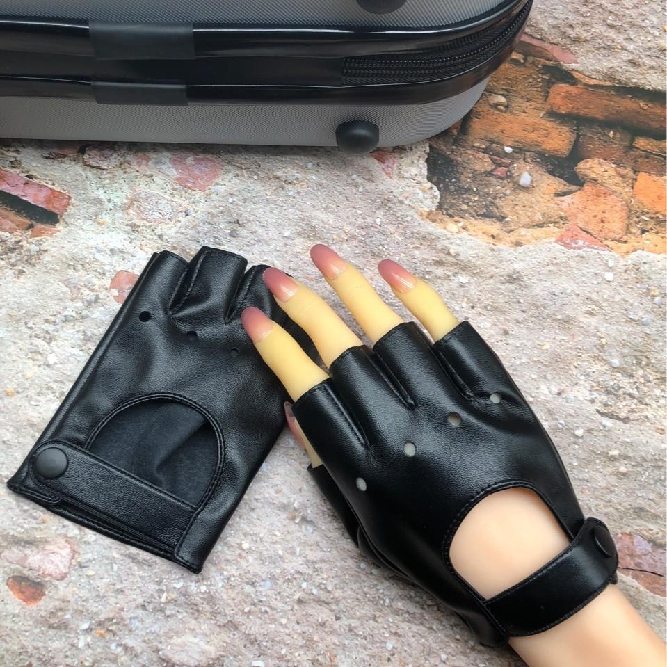 女士半指手套机车骑车开车钢管舞夜店舞蹈表演手套黑色保暖手套