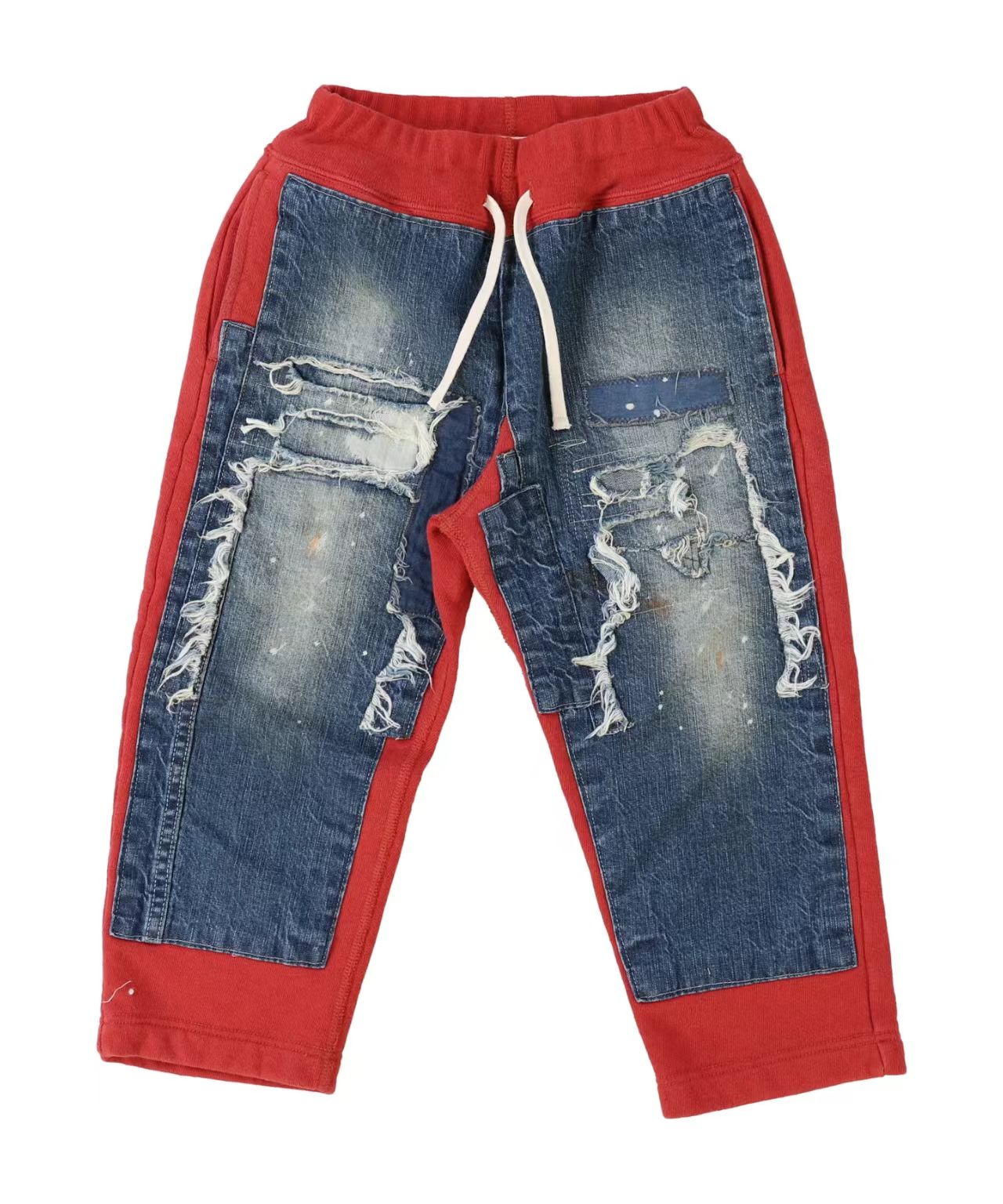 日系潮牌童装｜原/25秋冬男女童通用亲子破洞牛仔拼接卫裤