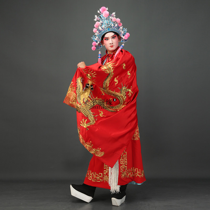 平丽缘大缎全金刺绣龙披风斗篷