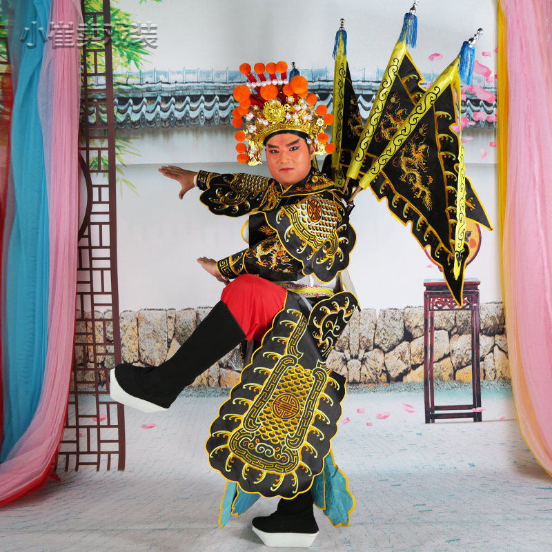 戏曲服装男大靠京剧靠服戏剧服饰古装武将武生花脸老生关公霸王靠