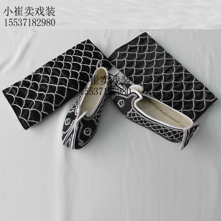 京剧戏曲戏剧古装演出用品武丑角花脸鱼鳞撒鞋靸鞋裹腿戏鞋
