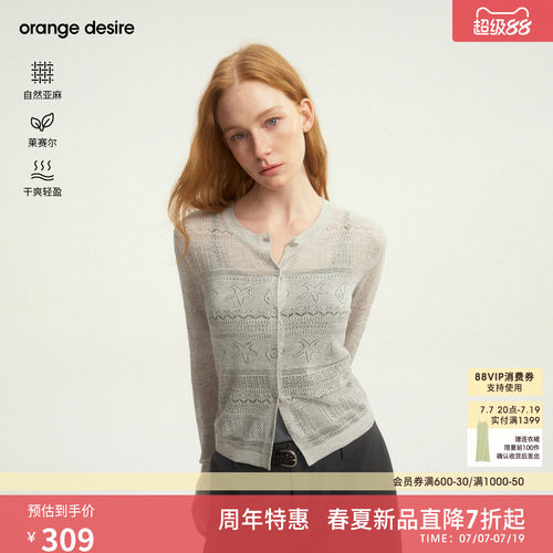 [光缕开衫] orange desire浪漫轻薄镂空针织开衫女26年夏新罩衫