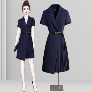 职业西装 洋气职场通勤上班百褶裙 连衣裙女春夏收腰显瘦设计感时尚