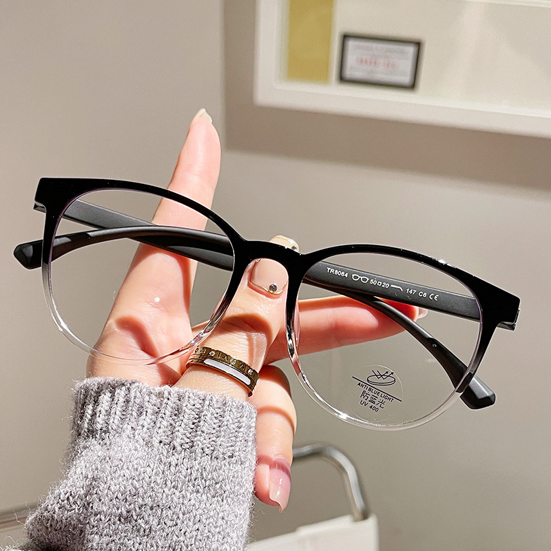 TR圆框无螺丝无金属近视眼镜女散光男防蓝光看守所监狱考试专用潮