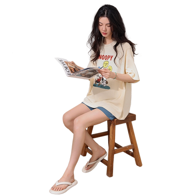 贝妍女夏可爱史努比大码短袖睡衣