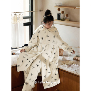 贝妍珊瑚绒睡衣女款秋冬季可爱减龄睡袍套装甜美保暖海岛绒家居服
