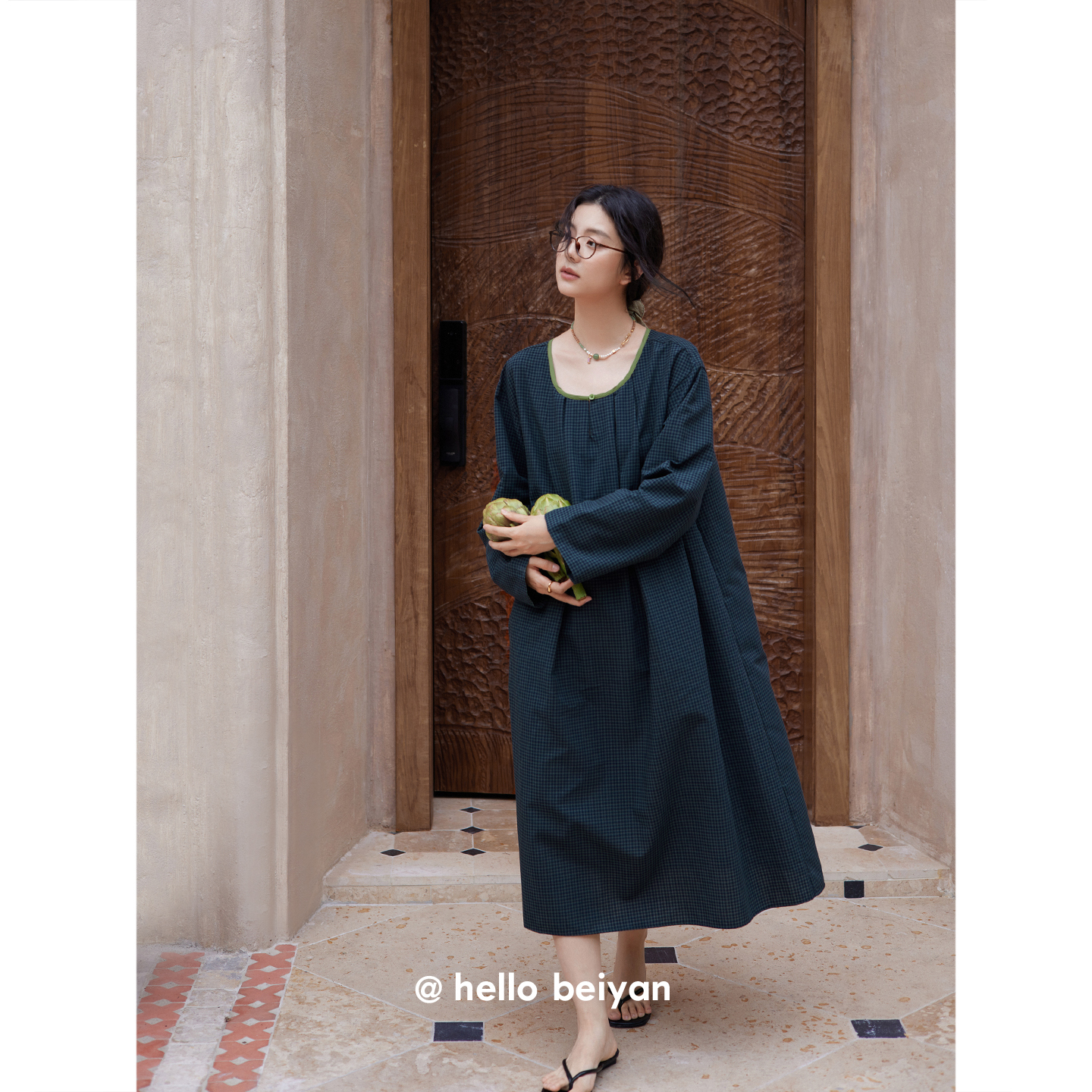 贝妍柔软棉春秋长袖睡裙可外穿