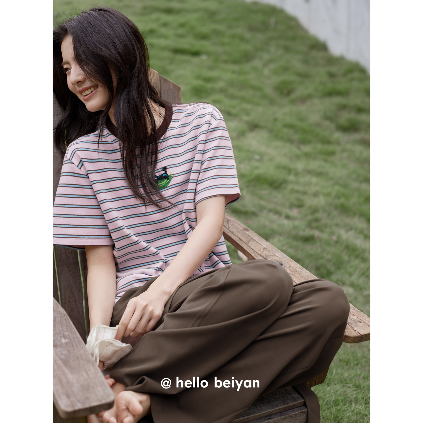 贝妍新款睡衣女夏季凉感圆领短袖长裤家居服甜美休闲少女外穿套装