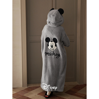 迪士尼女冬季加厚保暖珊瑚绒睡裙