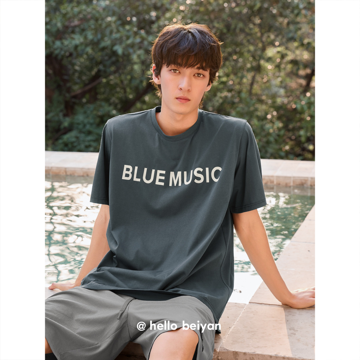 贝妍睡衣男士夏季薄款莫代尔棉家居服青少年短袖短裤凉感运动套装