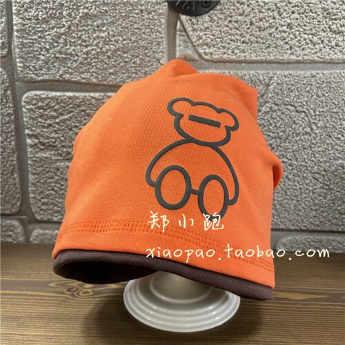 薄薄棉布印花小熊潮帽堆堆帽
