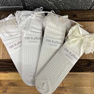 Yikatu伊卡兔袜子春夏款新款木耳边直板无跟亲子蝴蝶结童袜9002